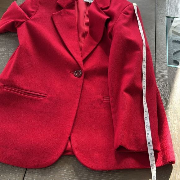 Sag Harbor Women’s Size 6 PETITE Red 100% Pure New Wool Blazer Formal Coat EUC - Picture 8 of 12